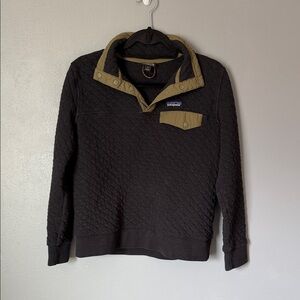 Patagonia Women's Organic Cotton Quilt Snap-T Pullover Black Olive Small